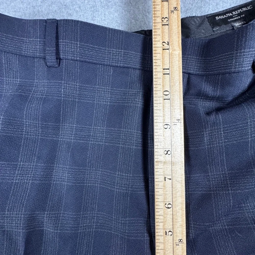 Banana Republic Suit Men 46R 36x32 Blue Plaid New Wool Blend Tailored Fit 2pc